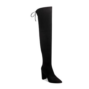 MARC FISHER Womens Black Vany Pointe Block Heel Heeled OTK Boots